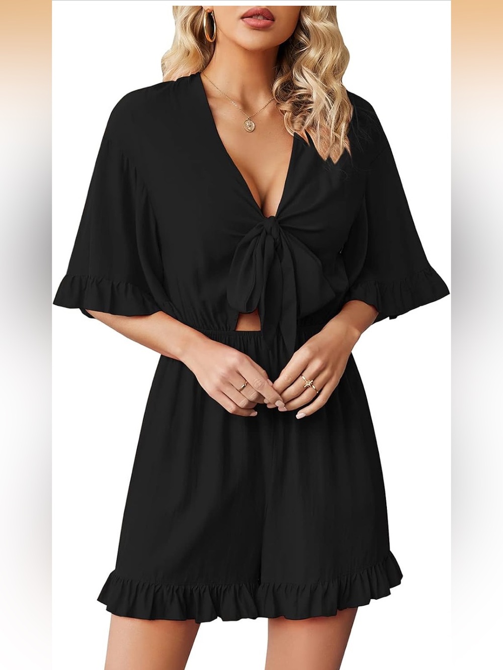 NWT 1/2 sleeve black romper size large